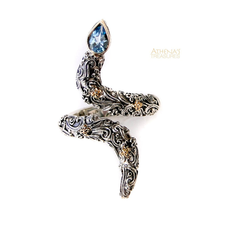 Meadow Breeze Floral Serpent Ring - 18k Gold & Sterling Silver Ring - Cocktail Ring