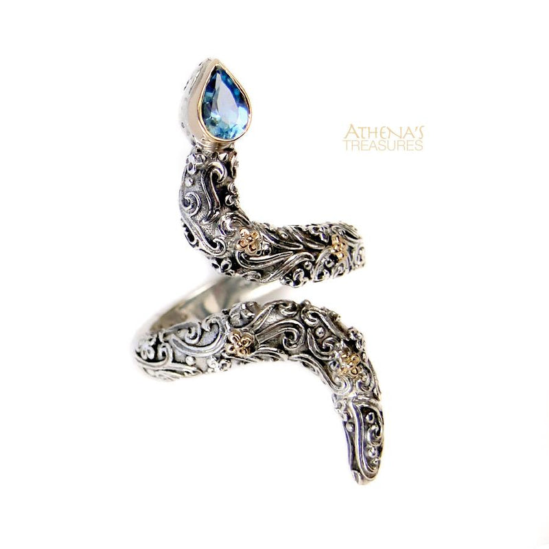 Meadow Breeze Floral Serpent Ring - 18k Gold & Sterling Silver Ring - Cocktail Ring