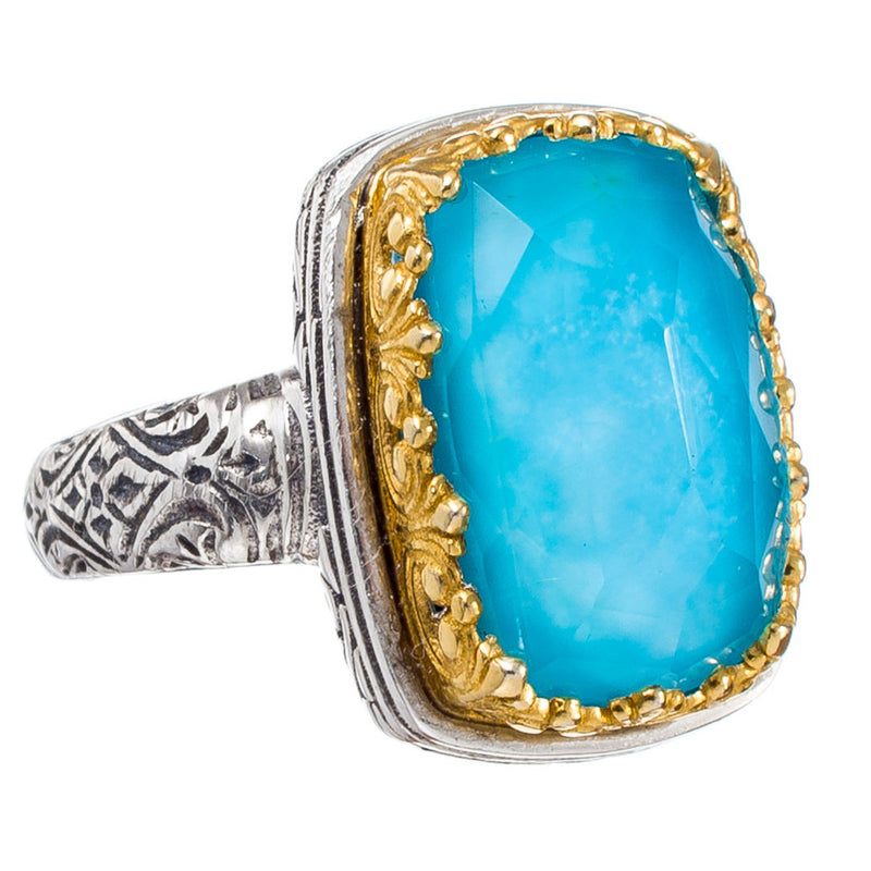 Pop Rocks Rectangular Crown Ring - 18k gold & Sterling Silver Ring - Cocktail Ring