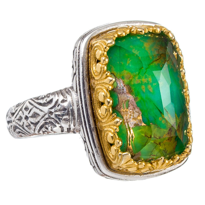 Pop Rocks Rectangular Crown Ring - 18k gold & Sterling Silver Ring - Cocktail Ring