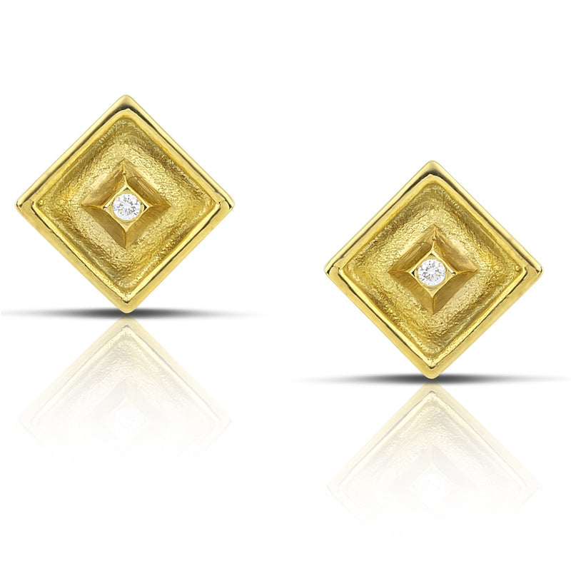 Shadow and Light Post Earrings - 18k Gold Earrings