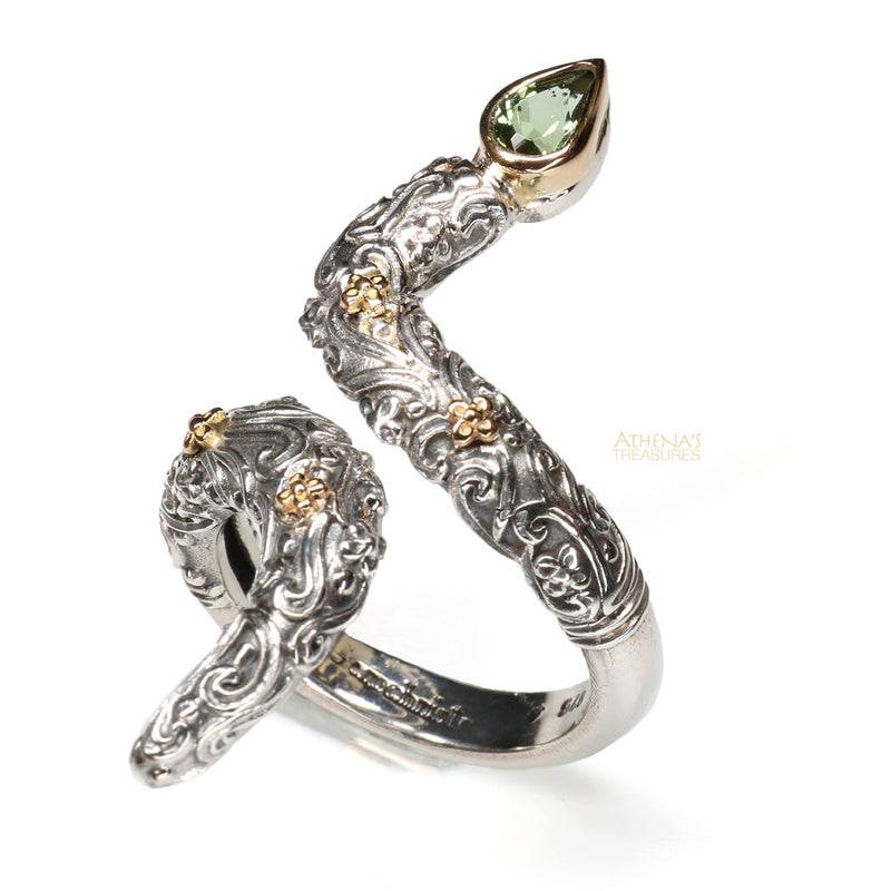 Meadow Breeze Floral Serpent Ring - 18k Gold & Sterling Silver Ring - Cocktail Ring