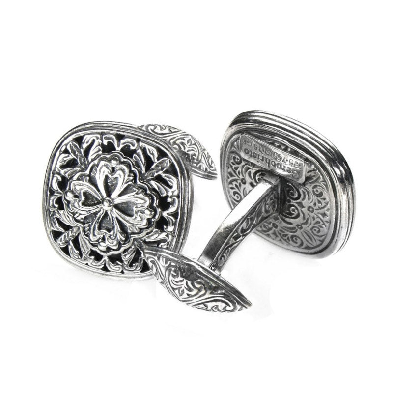 Garden Shadows Medieval Filigree Sterling Silver Cufflinks