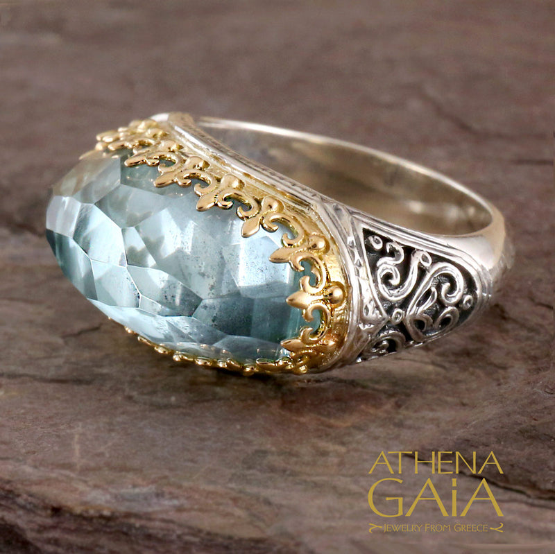 Katheto Ring - 18k Gold & Sterling Silver Ring - Cocktail Ring