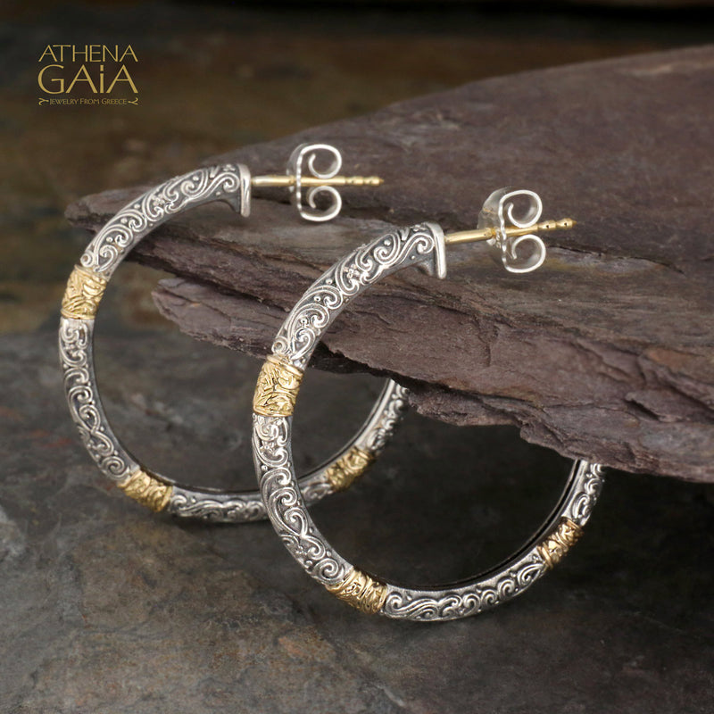 Meadow Breeze Accent Hoop Earrings - 18k Gold & Sterling Silver Earrings