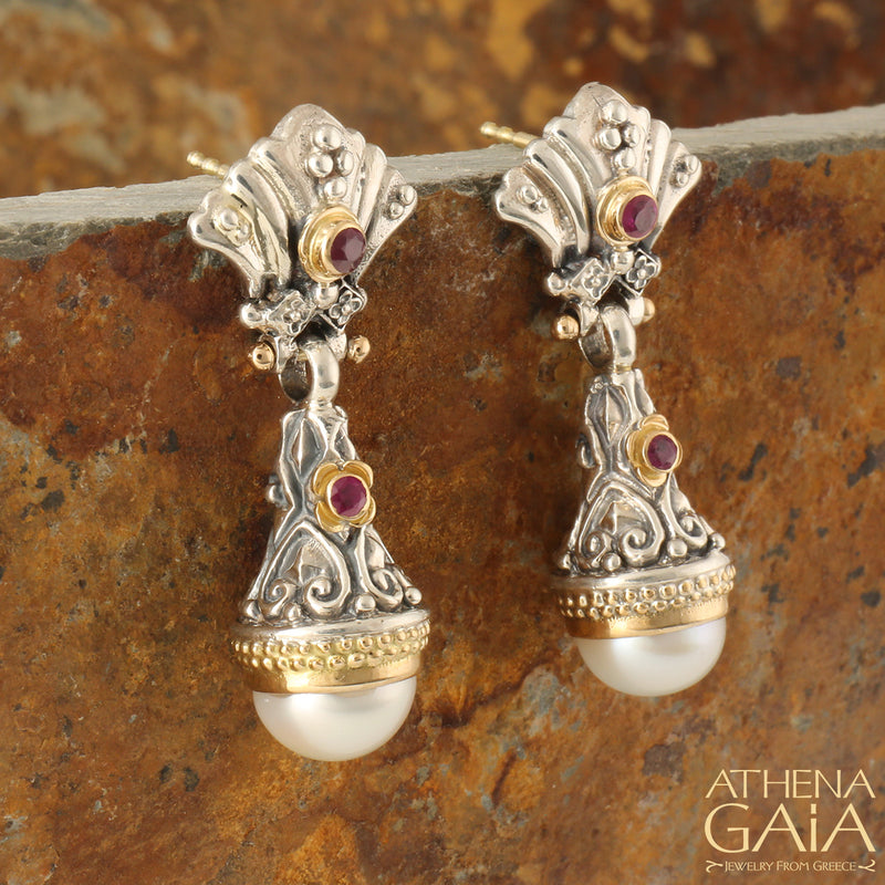 Santorini Earrings - 18k Gold & Sterling Silver Earrings - Chandelier Earrings