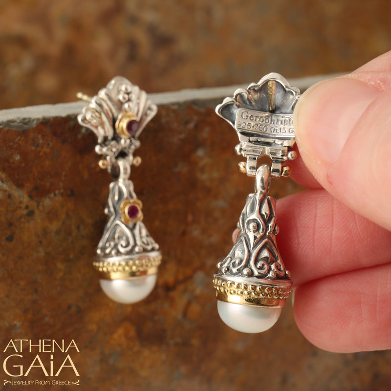 Santorini Earrings - 18k Gold & Sterling Silver Earrings - Chandelier Earrings