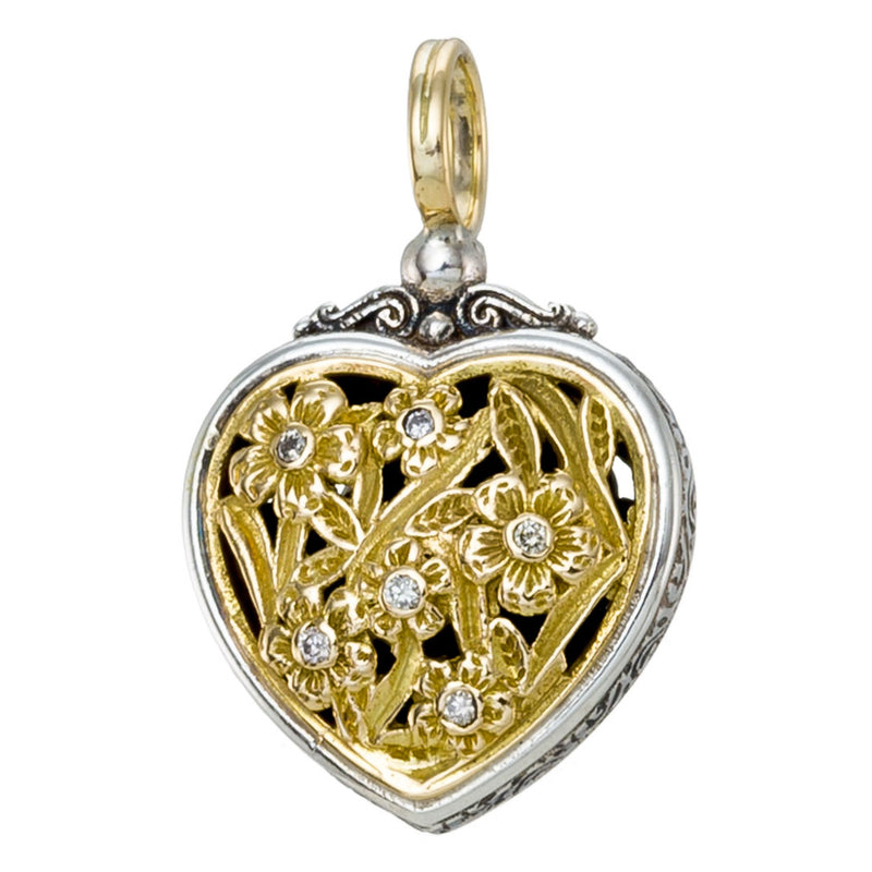 Meadow Shadows Diamond Heart Pendant - 18k Gold & Sterling Silver Pendant