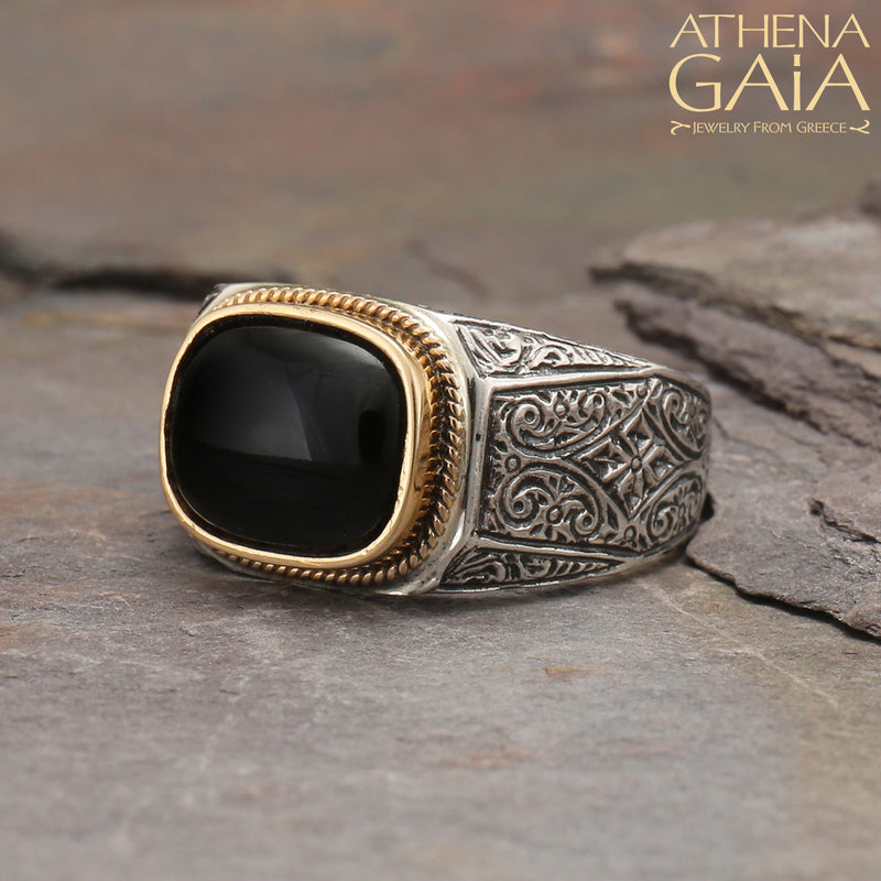 Cabochon Ring - 18k Gold & Sterling Silver Ring - Club Ring