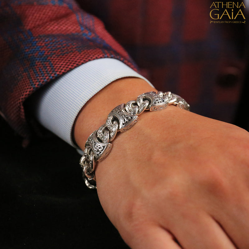 Heavy Axeheads Curb Link Bracelet - Sterling Silver Bracelet