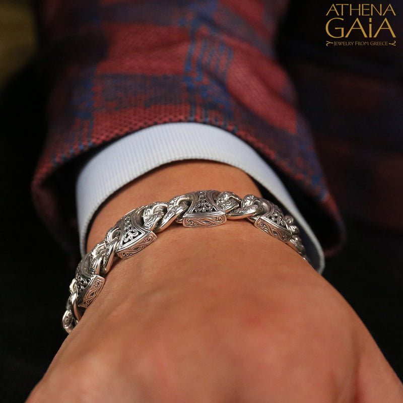Heavy Axeheads Curb Link Bracelet - Sterling Silver Bracelet