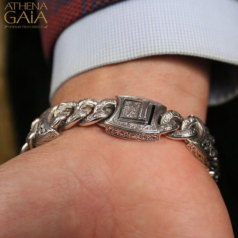 Heavy Axeheads Curb Link Bracelet - Sterling Silver Bracelet