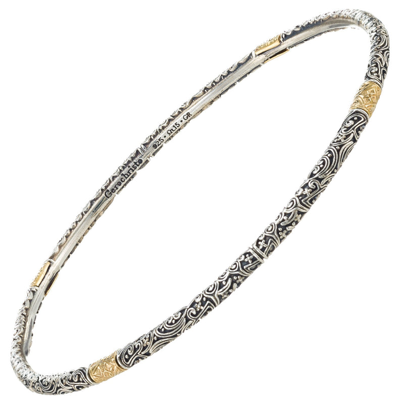 Meadow Breeze Classic Accent Bracelet - 18k Gold and Sterling Silver - Solid Bangle Bracelet