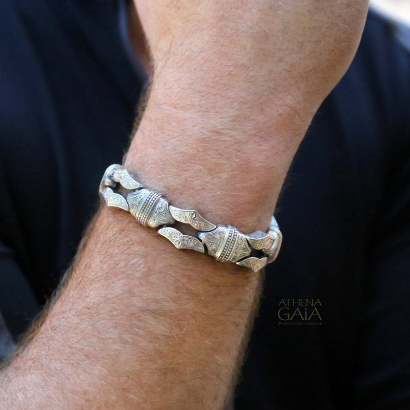 Heavy Silver Minoan Bracelet - Sterling Silver Bracelet