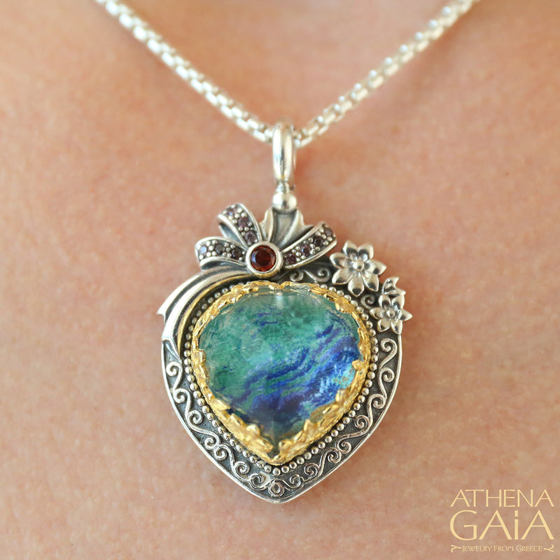 Pop Rocks Ribbon Heart Pendant - 18k Gold & Sterling Silver Pendant