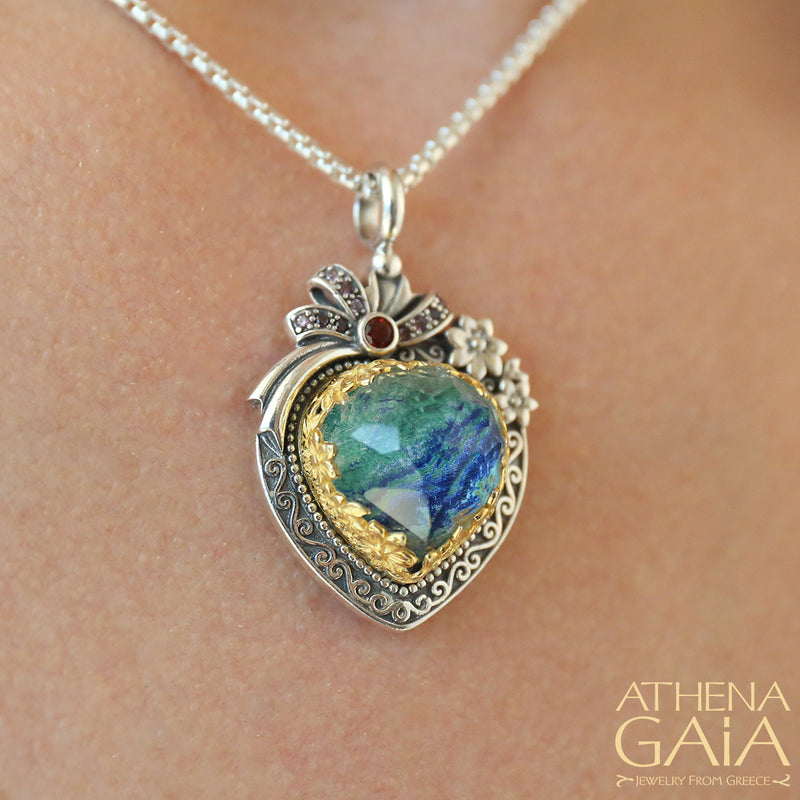 Pop Rocks Ribbon Heart Pendant - 18k Gold & Sterling Silver Pendant