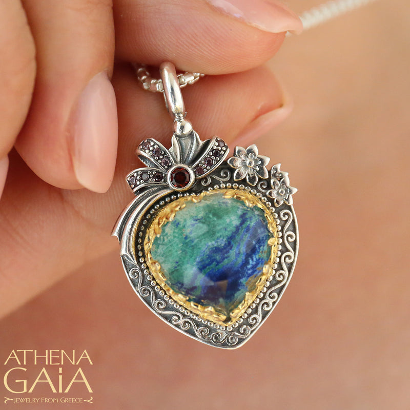 Pop Rocks Ribbon Heart Pendant - 18k Gold & Sterling Silver Pendant