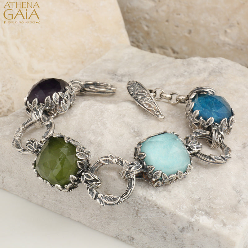 Pop Rocks Ivy Bezel Station Bracelet - Sterling Silver Bracelet