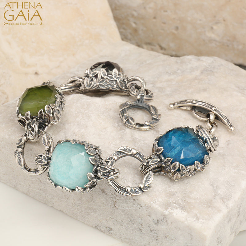 Pop Rocks Ivy Bezel Station Bracelet - Sterling Silver Bracelet