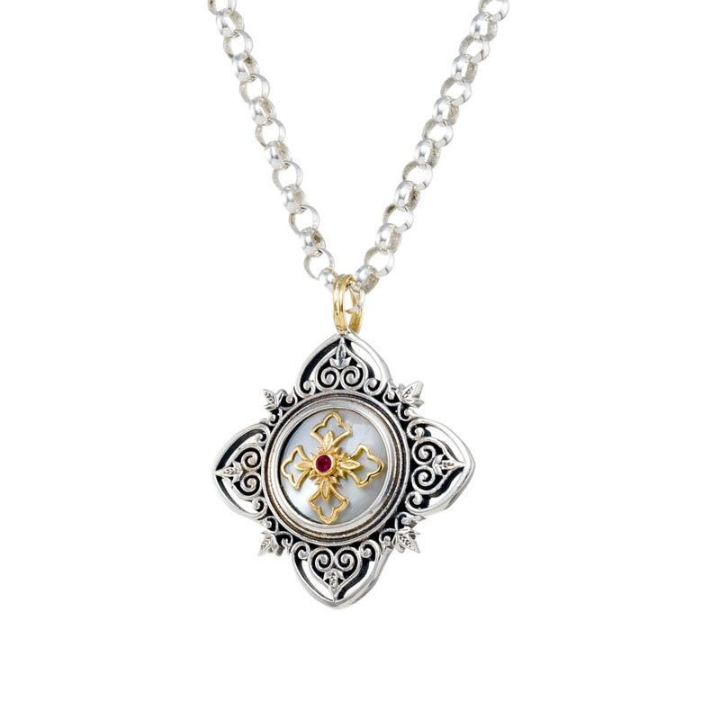 Cross in Cross Filigree Faith Pendant (Large) - 18k Gold & Sterling Silver