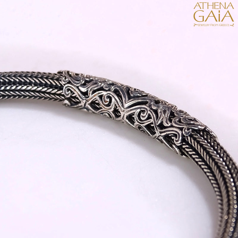 Silver Wrist Collar Strap Bracelet - Sterling Silver Bracelet