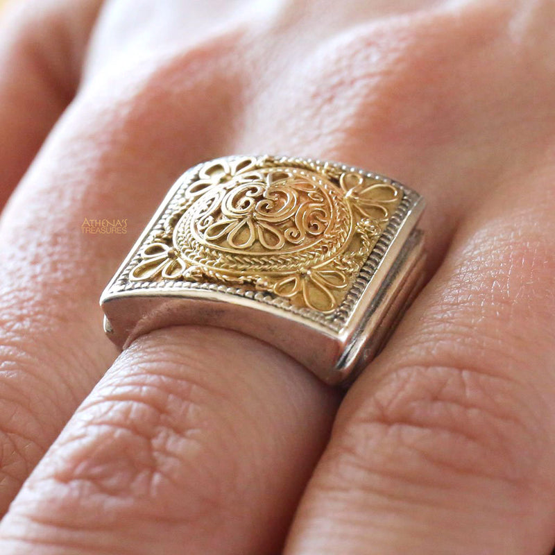 Gerochristo Synergy Sun Ring - 18k Gold & Sterling Silver Ring - Club Ring