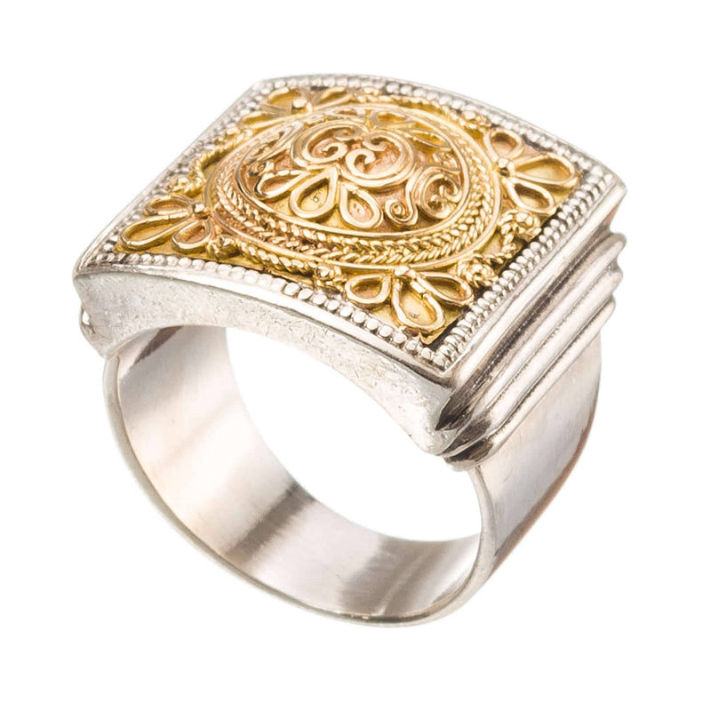 Gerochristo Synergy Sun Ring - 18k Gold & Sterling Silver Ring - Club Ring