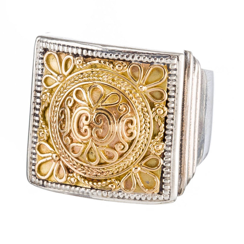 Gerochristo Synergy Sun Ring - 18k Gold & Sterling Silver Ring - Club Ring