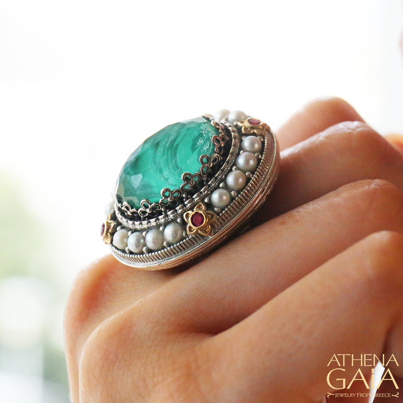 Pop Rocks Megali Oval Ring - 18k Gold & Sterling Silver Ring - Cocktail Ring