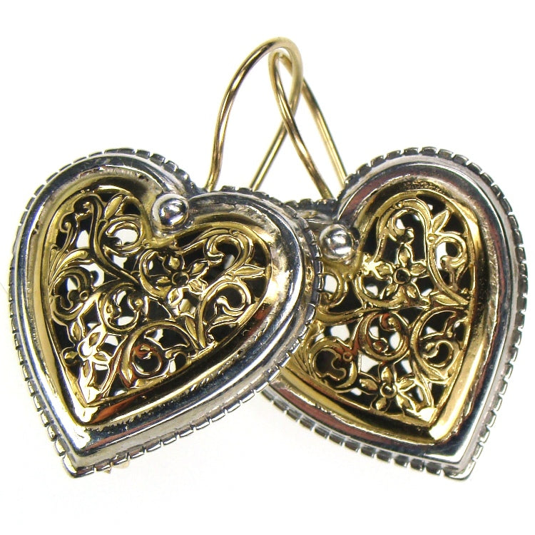 Garden Shadows Heart French Wire Earrings - 18k Gold & Sterling Silver Earrings