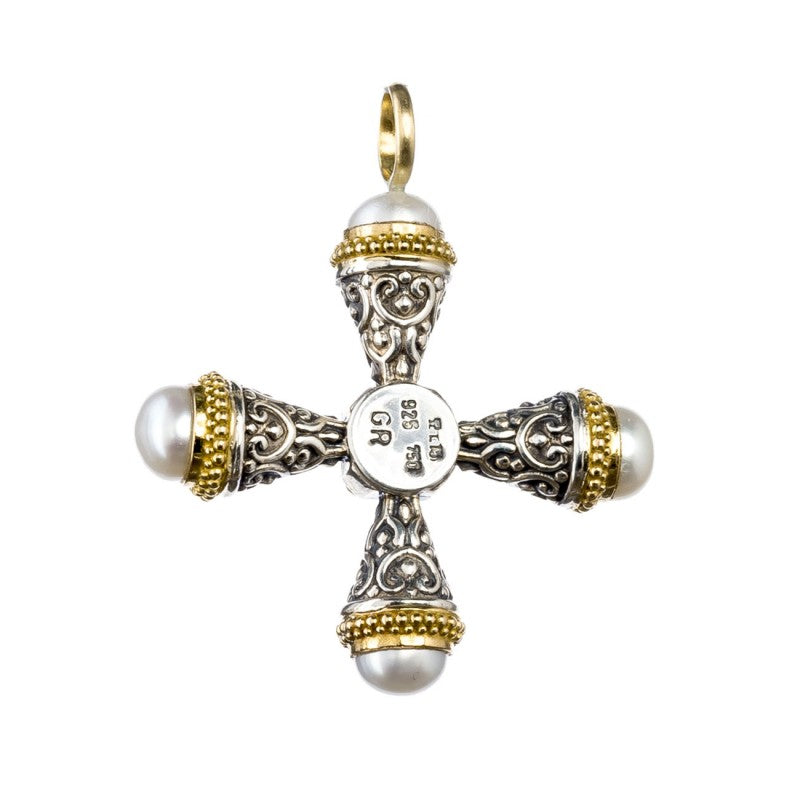 Mini Santorini Pomme Cross - 18k Gold and Sterling Silver - Cross Necklace