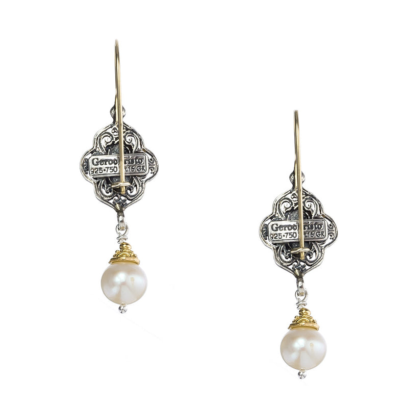 Pearl Drop Chandelier Earrings - 18k Gold and Sterling Silver Earrings