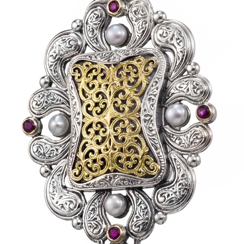 Mediterranean Grand Locket Pendant - 18k Gold & Sterling Silver Pendant