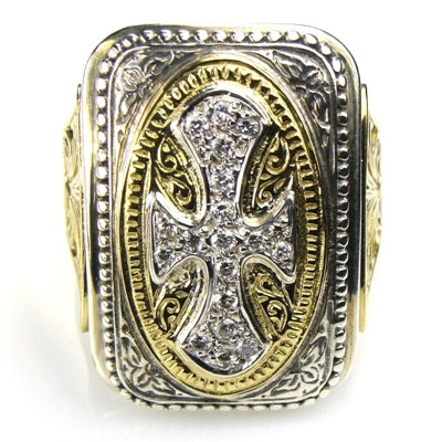 Gold Sided Diamond Maltese Cross Ring