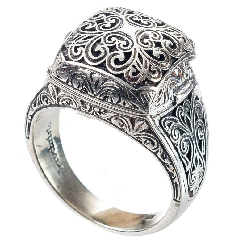 Poison Pill Locket Ring - Sterling Silver Ring - Cocktail Ring