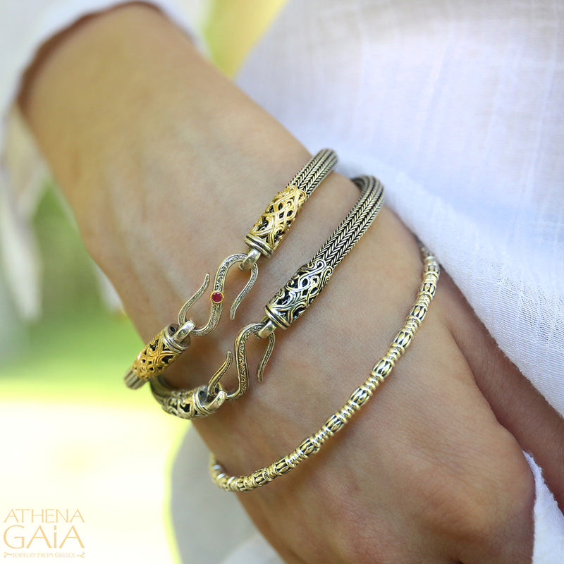 Erotokritos Gold Collar Strap Bracelet - 18k Gold & Sterling Silver Bracelet