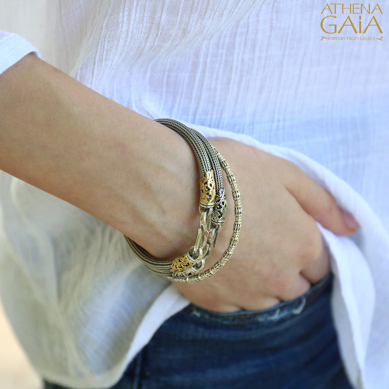 Erotokritos Gold Collar Strap Bracelet - 18k Gold & Sterling Silver Bracelet