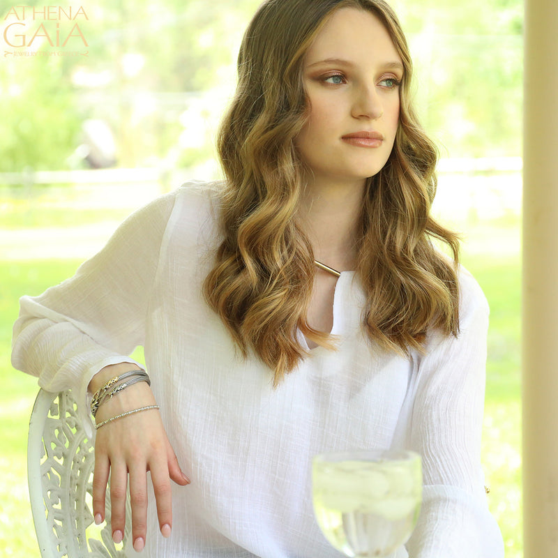 Erotokritos Gold Collar Strap Bracelet - 18k Gold & Sterling Silver Bracelet