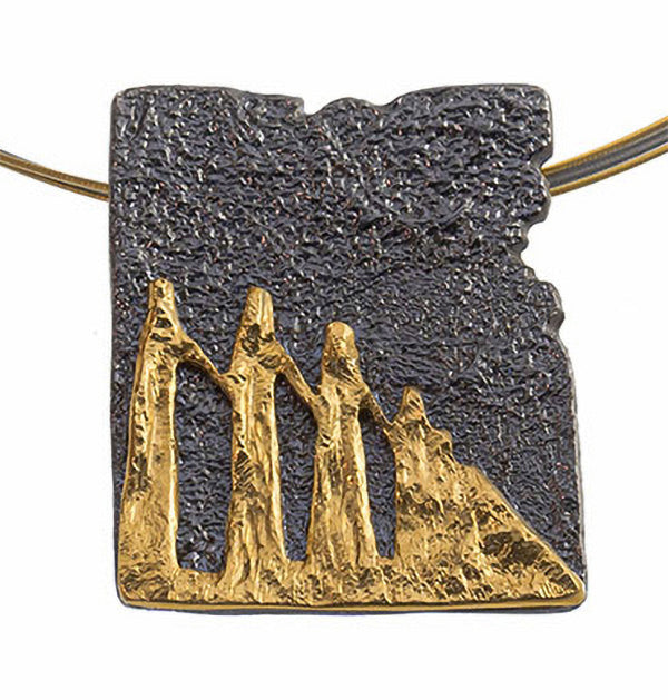 Greek Bicentennial Zalongo Monument Pendant Necklace - Gold Plated Sterling Silver Necklace