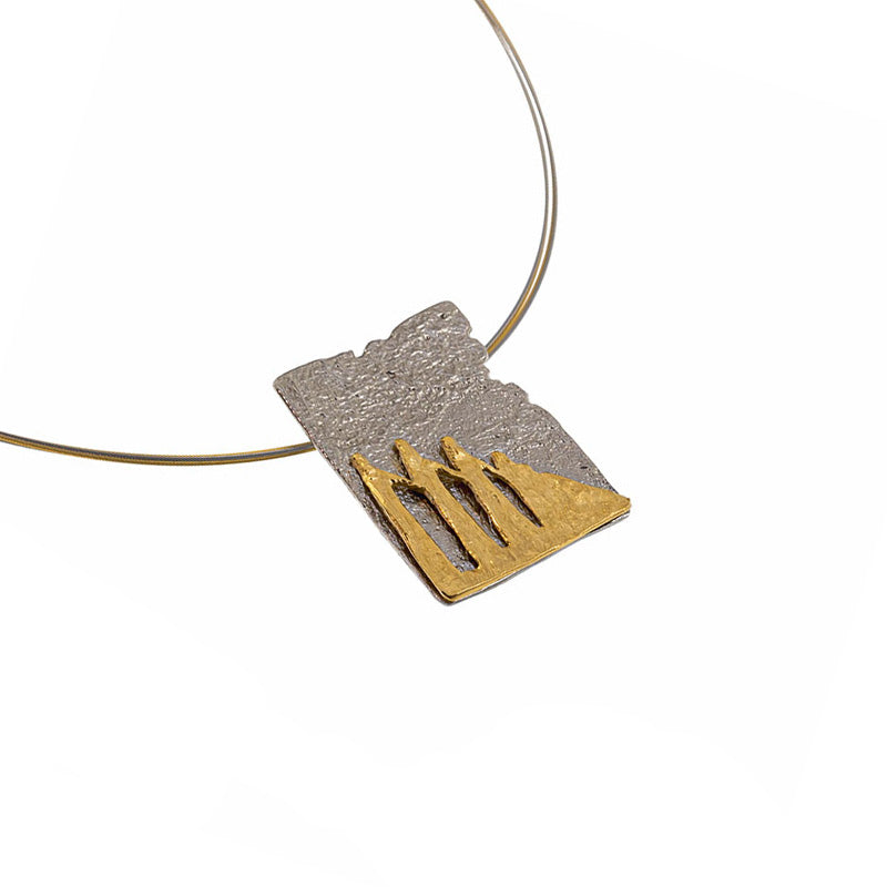 Greek Bicentennial Zalongo Monument Pendant Necklace - Gold Plated Sterling Silver Necklace