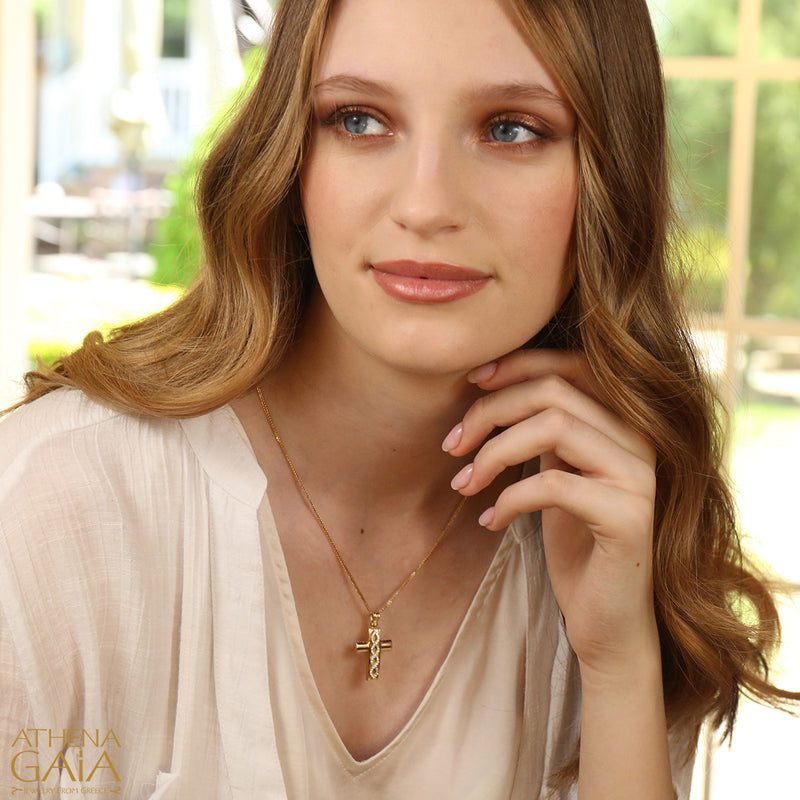 Interlaced Cross - 14k Gold - Latin Cross - Greek Cross