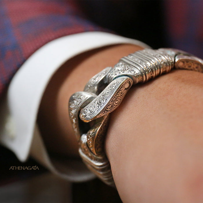 Heavy Curb Silver Bracelet For Men | Shubh Jewellers