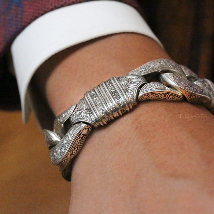 Heavy Silver Knot Link Bracelet