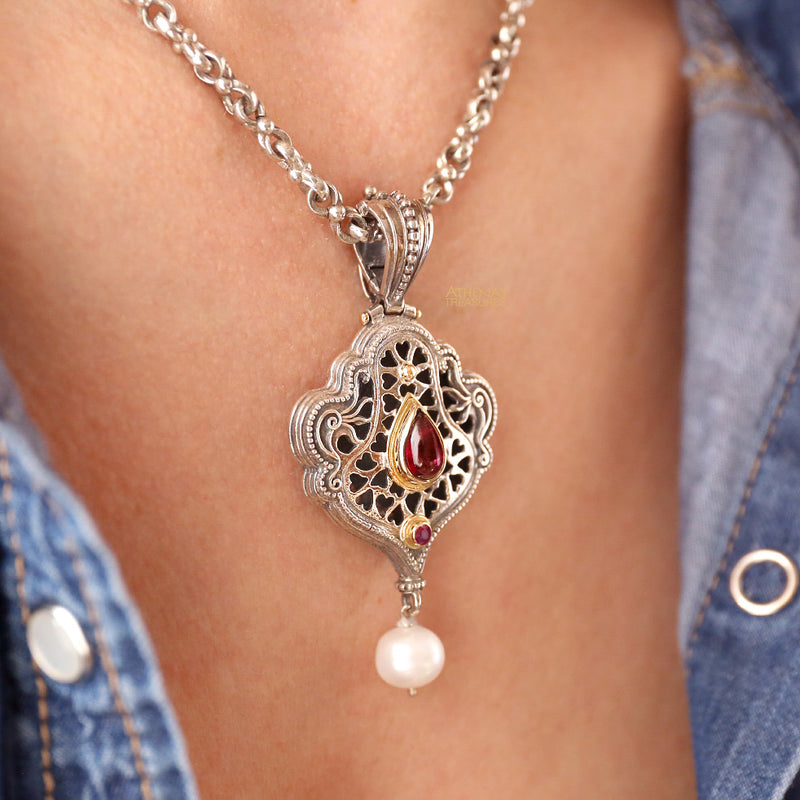 Voluptous Hearts Pendant - 18k Gold & Sterling Silver Pendant