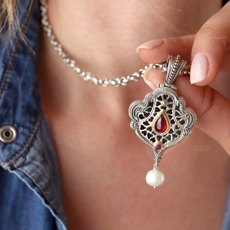 Voluptous Hearts Pendant - 18k Gold & Sterling Silver Pendant