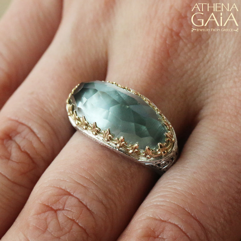 Katheto Ring - 18k Gold & Sterling Silver Ring - Cocktail Ring