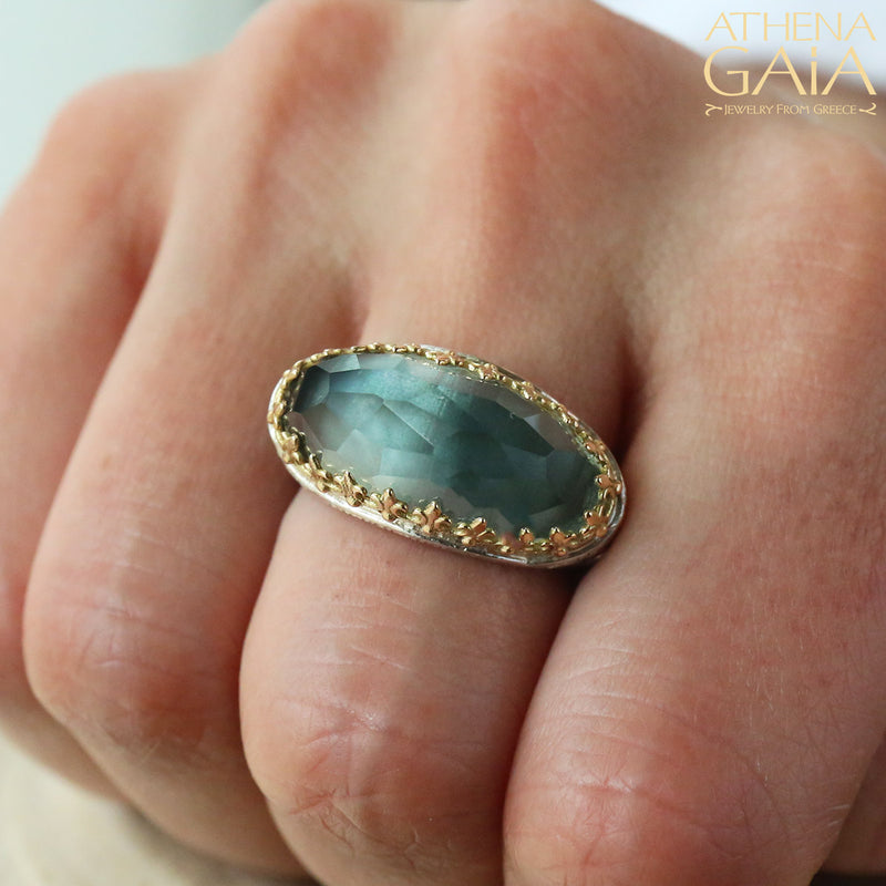 Katheto Ring - 18k Gold & Sterling Silver Ring - Cocktail Ring