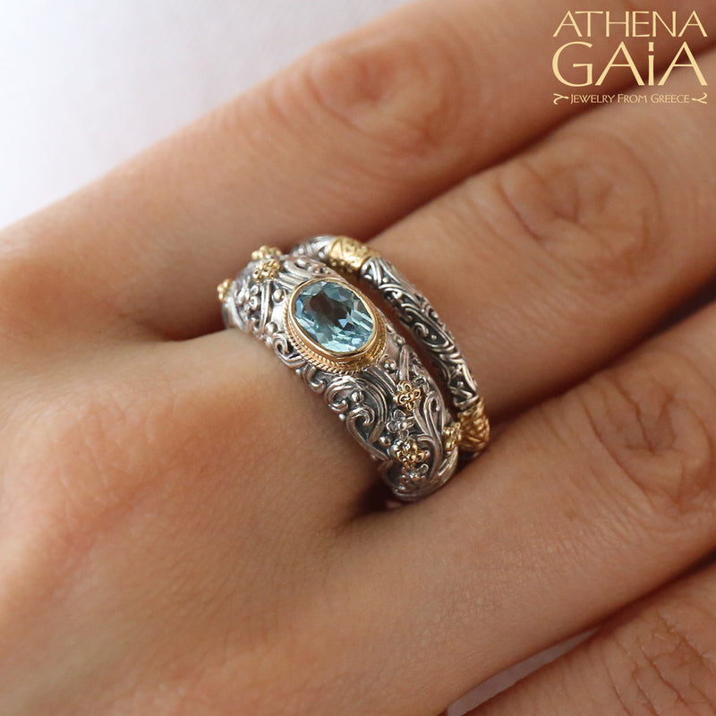 Meadow Breeze Classic Accent Ring - 18k Gold & Sterling Silver Ring - Stackable Ring