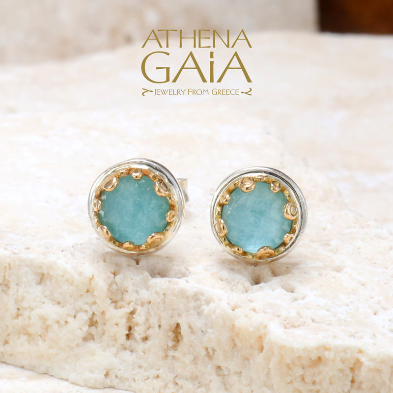 Pop Rocks Small Circle Post Earrings - 18k Gold & Sterling Silver Earrings