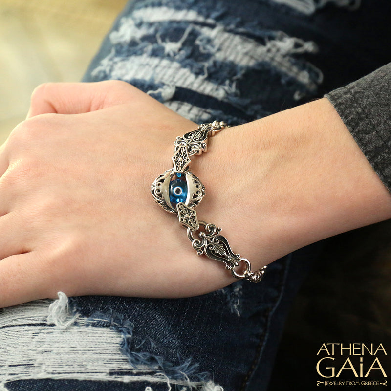 Single Zelda Anthemion Bracelet - Sterling Silver - Evil Eye Bracelet